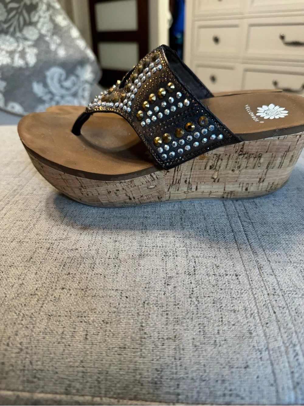 Yellow Box wedge sandals size 6